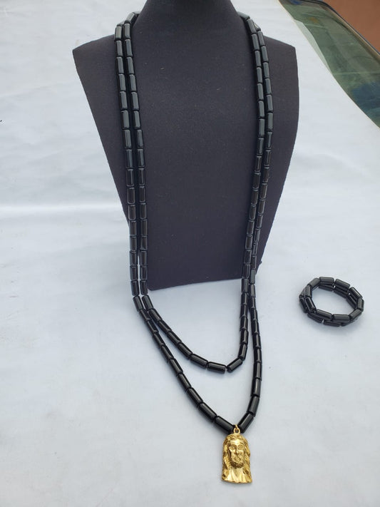 Black and Gold cross Tade beads